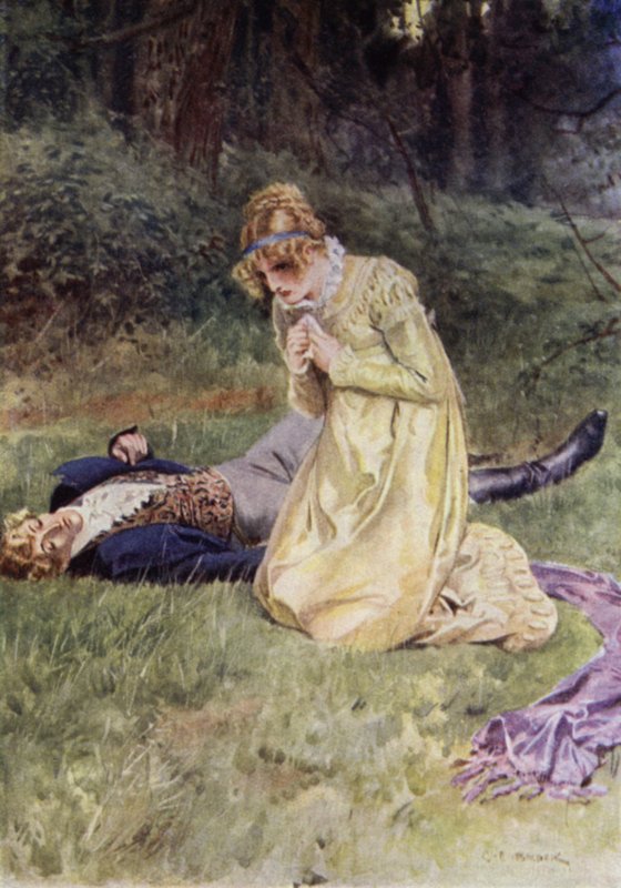 Illusztráció: Az amatőr úriember, Jeffery Farnol (színes litho) alkotó: Charles Edmund (after) Brock