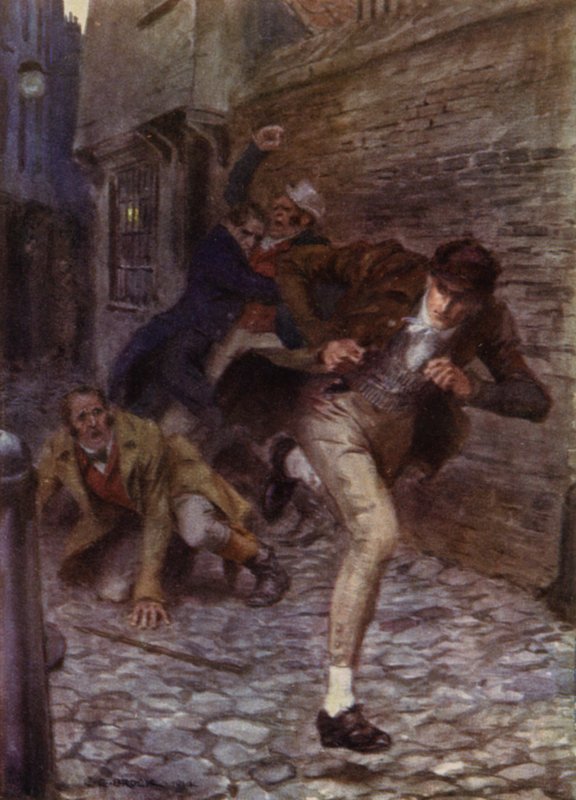 Illusztráció: Az amatőr úriember, Jeffery Farnol (színes litho) alkotó: Charles Edmund (after) Brock