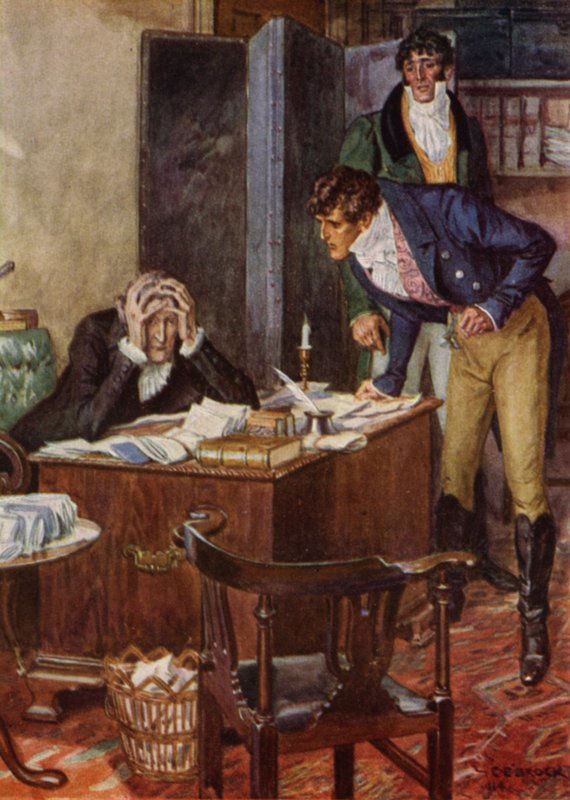 Illusztráció: Az amatőr úriember, Jeffery Farnol (színes litho) alkotó: Charles Edmund (after) Brock