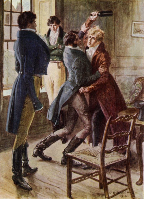 Illusztráció: Az amatőr úriember, Jeffery Farnol (színes litó) alkotó: Charles Edmund (after) Brock
