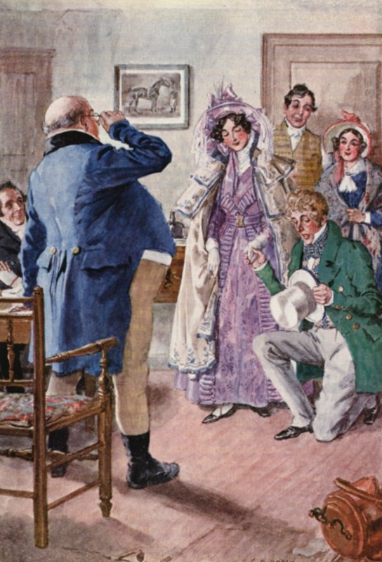 Illusztráció Charles Dickens The Pickwick Papers című könyvéhez (színes litográfia) alkotó: Charles Edmund (after) Brock