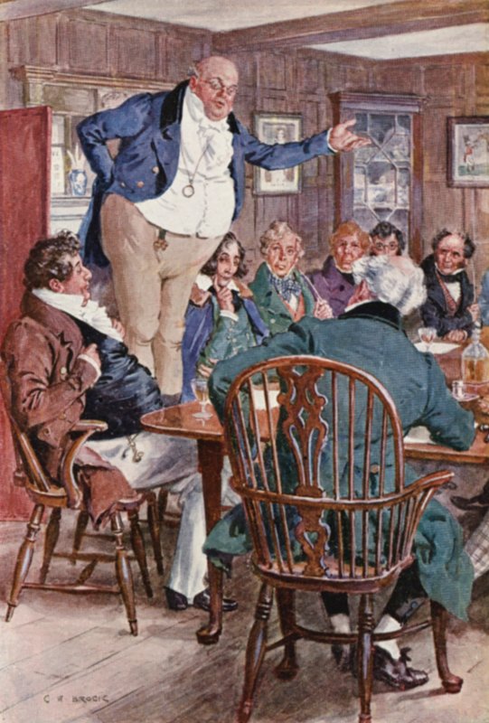 Illusztráció Charles Dickens The Pickwick Papers című könyvéhez (színes litográfia) alkotó: Charles Edmund (after) Brock