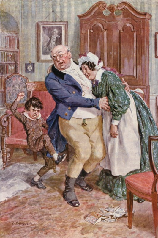 Illusztráció Charles Dickens The Pickwick Papers című könyvéhez (színes litográfia) alkotó: Charles Edmund (after) Brock
