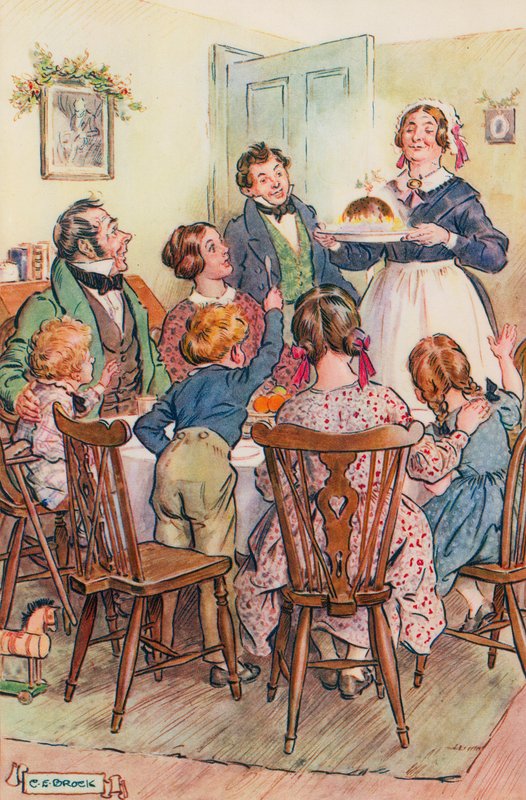 Illusztráció Charles Dickens karácsonyi énekéhez alkotó: Charles Edmund Brock