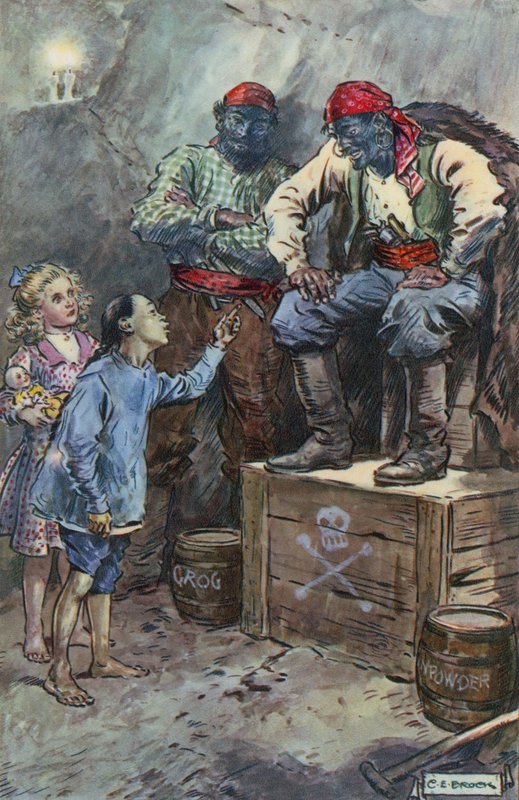 Illusztráció Bret Harte: A kalózsziget királynője című kötetéhez alkotó: Charles Edmund Brock