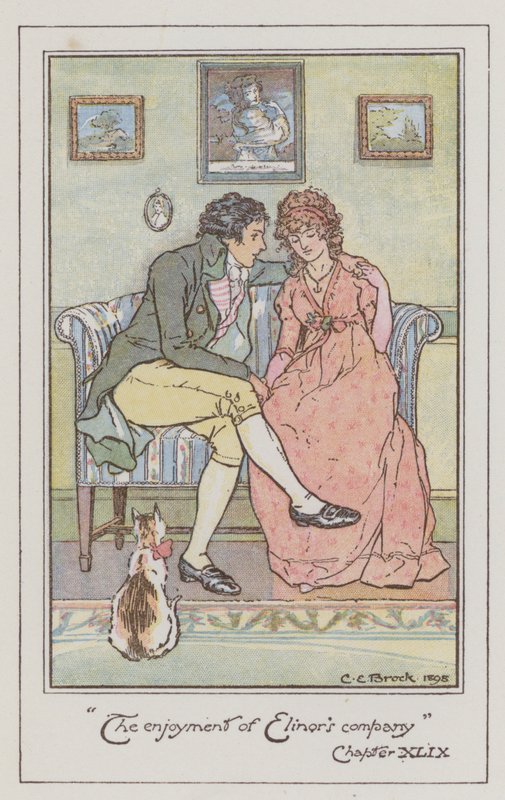 Illusztráció: Jane Austen az érzékhez és érzékhez (színes litó) alkotó: Charles Edmund Brock