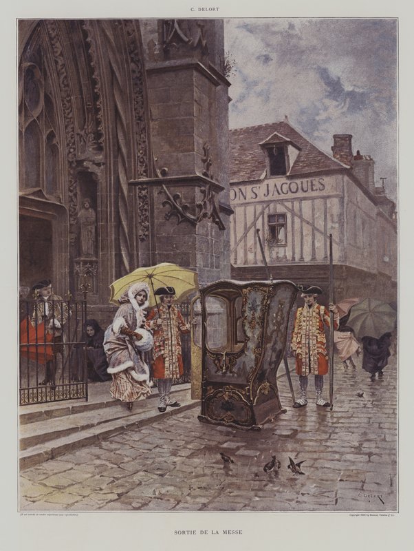 Sortie de la Messe (a templom elhagyása mise után) alkotó: Charles Edouard Delort