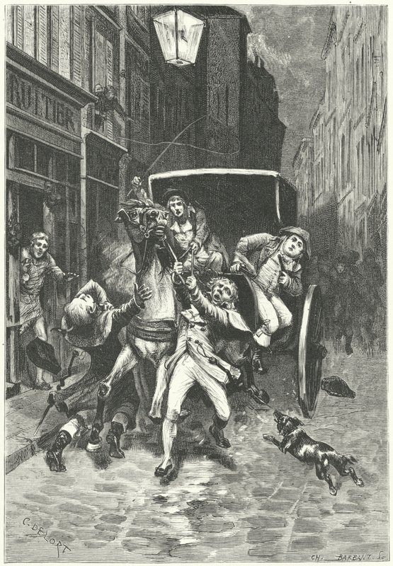 Georges Cadoudal, a francia forradalmi rezsim elleni breton összeesküvő letartóztatása alkotó: Charles Edouard Delort