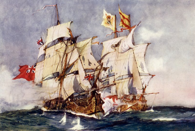 Anson századosa elfoglalja a spanyol Galleon Nuestra Senora de Cabadongát, 1743 alkotó: Charles Edward Dixon