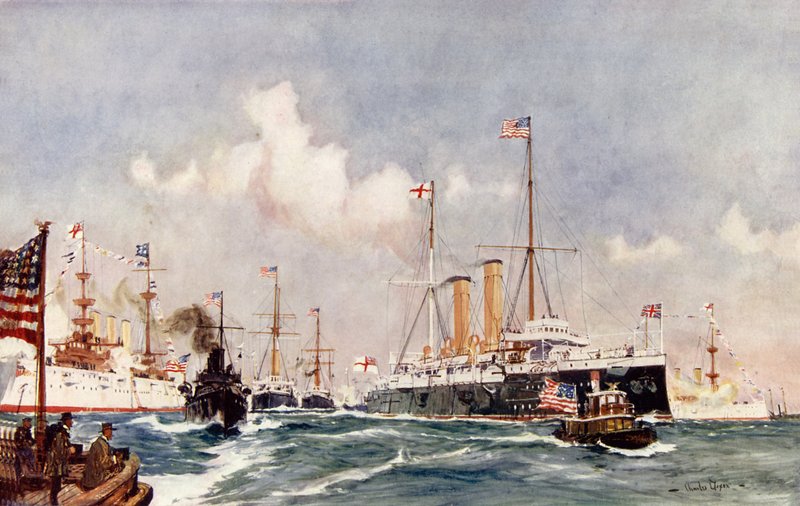 A félhold zászlóshajója Bar Harbourban, 1900 alkotó: Charles Edward Dixon