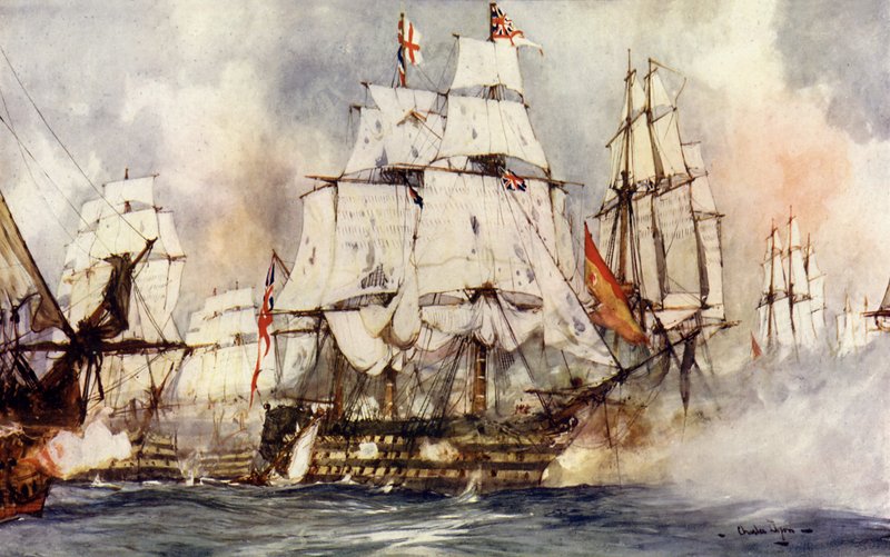 Győzelem Trafalgarban. Nelson zászlóshajója a Santissima Trinidad közelében alkotó: Charles Edward Dixon