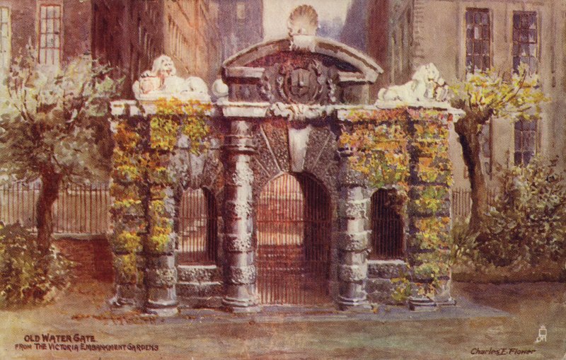 Old Water Gate a londoni Victoria Embankment Gardensből alkotó: Charles Edwin Flower