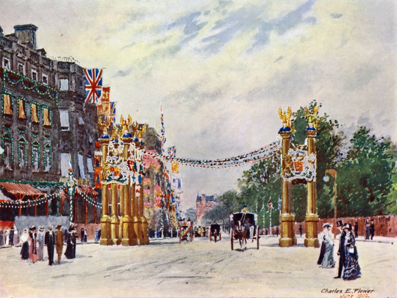 Piccadilly 1902 júniusában alkotó: Charles Edwin Flower