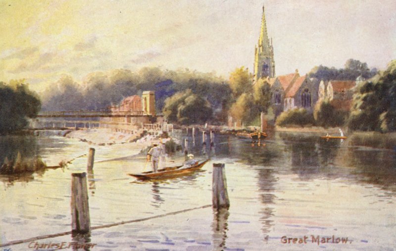 Temze folyó: Marlow (színes litográfia) alkotó: Charles Edwin Flower