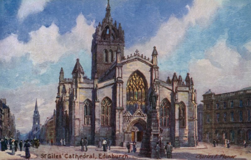 St Giles katedrális, Edinburgh, Skócia (színes litó) alkotó: Charles Edwin Flower