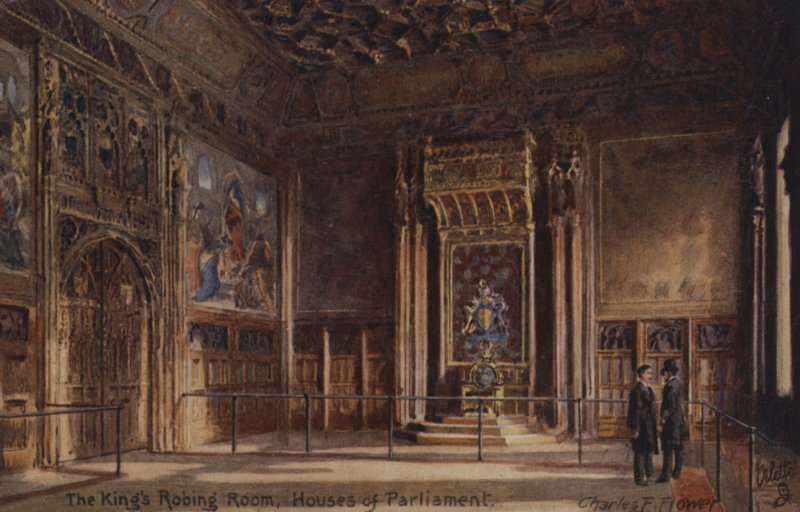A király öltözője, a Parlament házai (színes litó) alkotó: Charles Edwin Flower