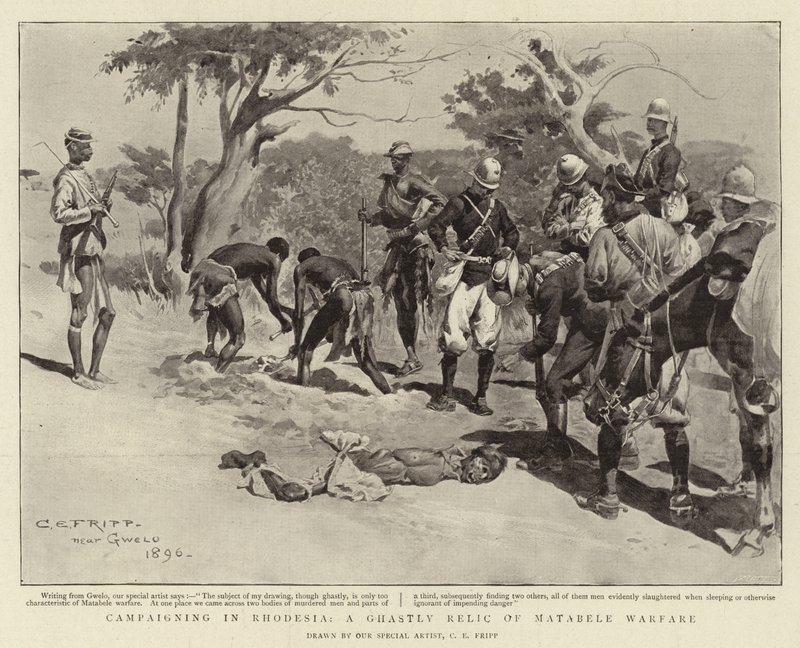 Kampány Rodéziában, a Matabele-hadviselés kísérteties ereklyéje alkotó: Charles Edwin Fripp