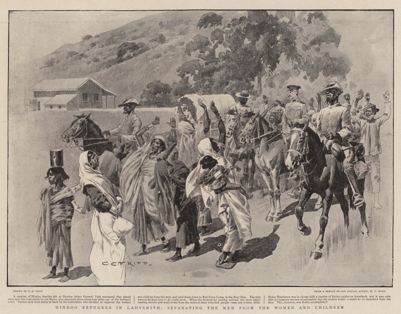 Hindu menekültek Ladysmithben, elválasztják a férfiakat a nőktől és a gyerekektől alkotó: Charles Edwin Fripp