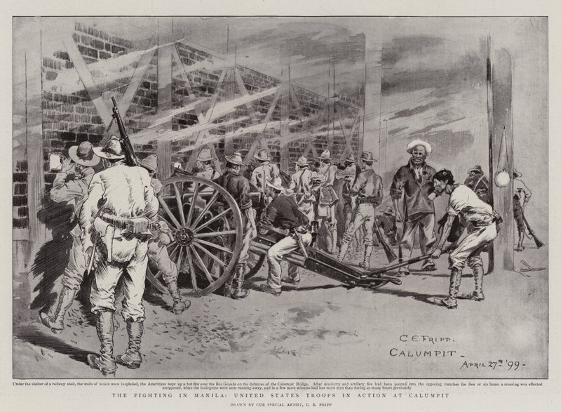 A harcok Manilában, Egyesült Államok Csapatok akcióban a Calumpinál alkotó: Charles Edwin Fripp