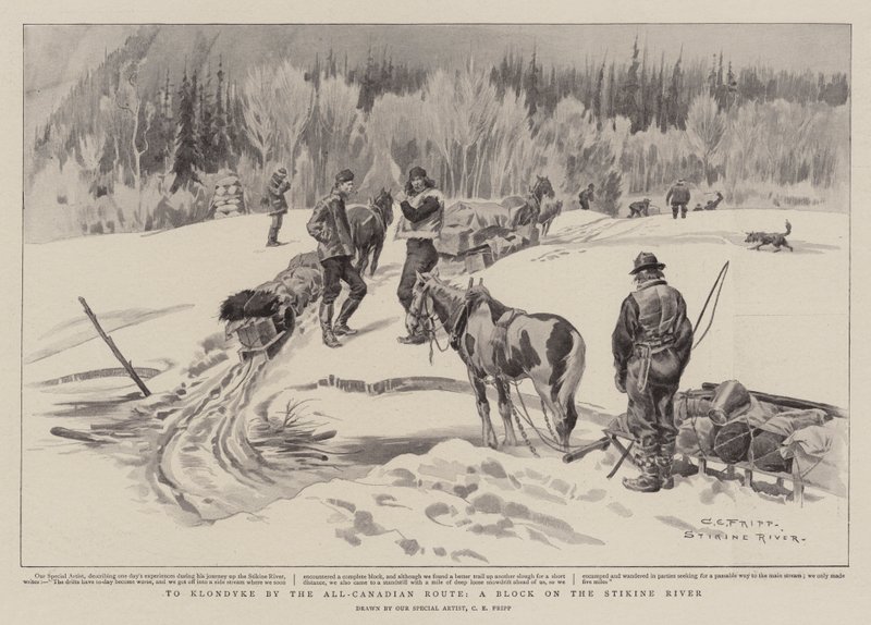 Klondyke-ba az All-Canadian Route mellett, egy blokk a Stikine folyó mellett alkotó: Charles Edwin Fripp