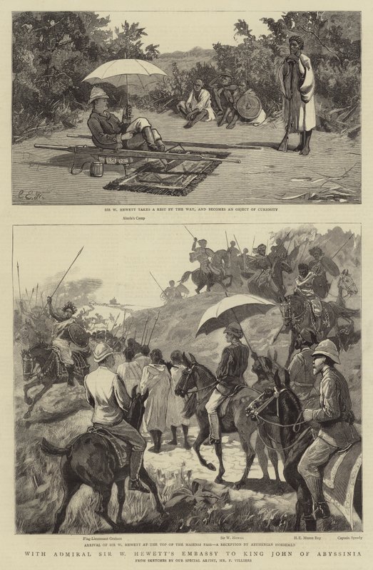 Sir W Hewett admirális János abesszíniai királynál tartott nagykövetségével alkotó: Charles Edwin Fripp