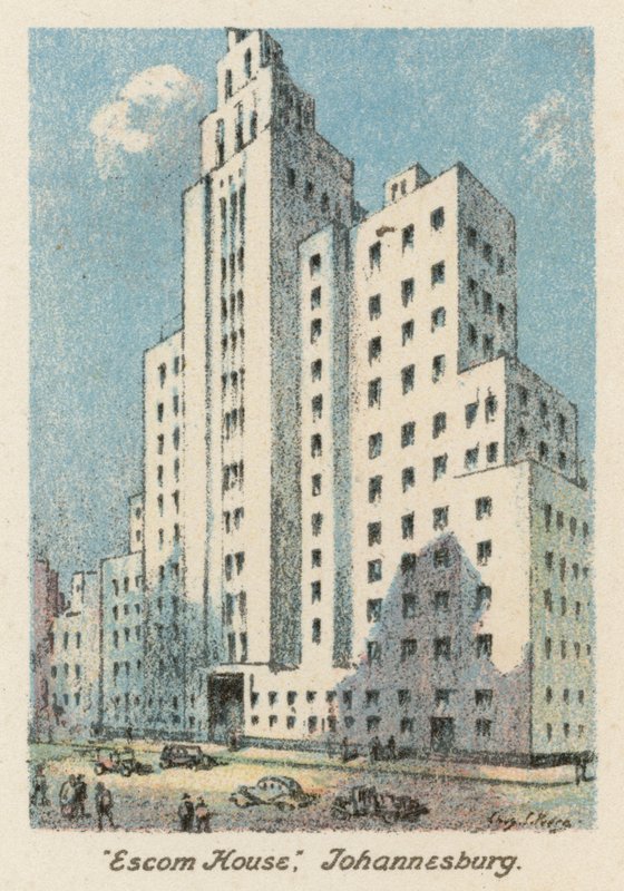Dél-Afrika: "Escom House", Johannesburg (színes litográfia) alkotó: Charles Ernest Peers