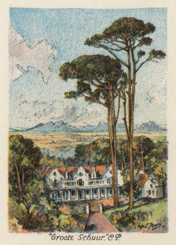 Dél-Afrika: "Groote Schuur", CP (színes litográfia) alkotó: Charles Ernest Peers