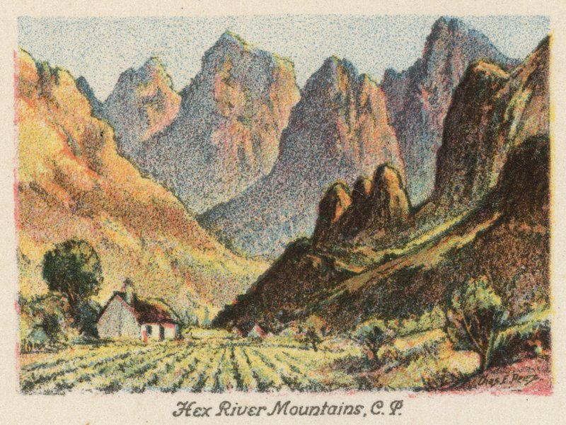 Dél-Afrika: Hex River Mountains, CP (színes litográfia) alkotó: Charles Ernest Peers