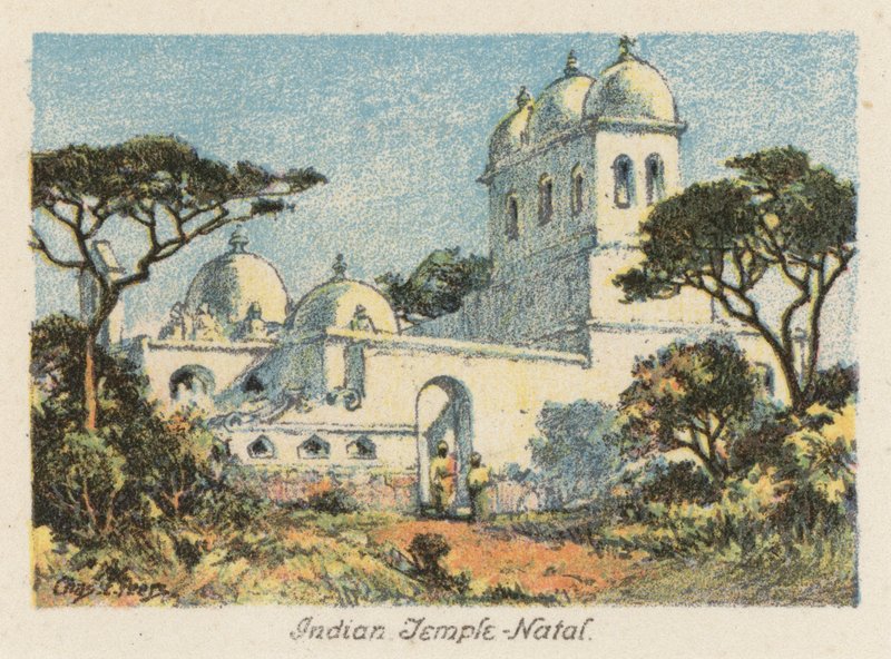 Dél-Afrika: Indiai templom, Natal (színes litográfia) alkotó: Charles Ernest Peers