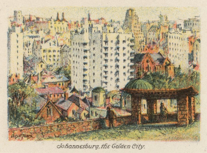 Dél-Afrika: Johannesburg, az arany város (színes litográfia) alkotó: Charles Ernest Peers