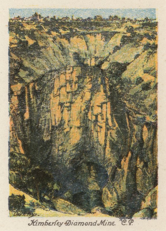 Dél-Afrika: Kimberley Diamond Mine, CP (színes litográfia) alkotó: Charles Ernest Peers