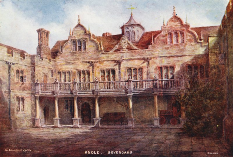 Knole House: Stone Court (színes litográfia) alkotó: Charles Essenhigh Corke