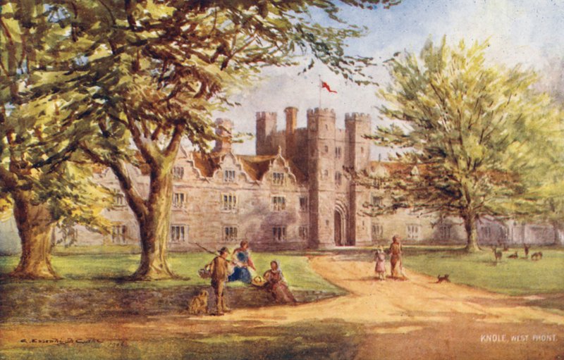 Knole House: Knoleole College: Nyugati front (színes litográfia) alkotó: Charles Essenhigh Corke