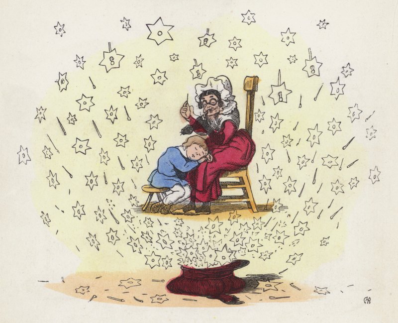 Kisfiú álmodik a nővér ölében (színes metszet) alkotó: Charles Henry (after) Bennett