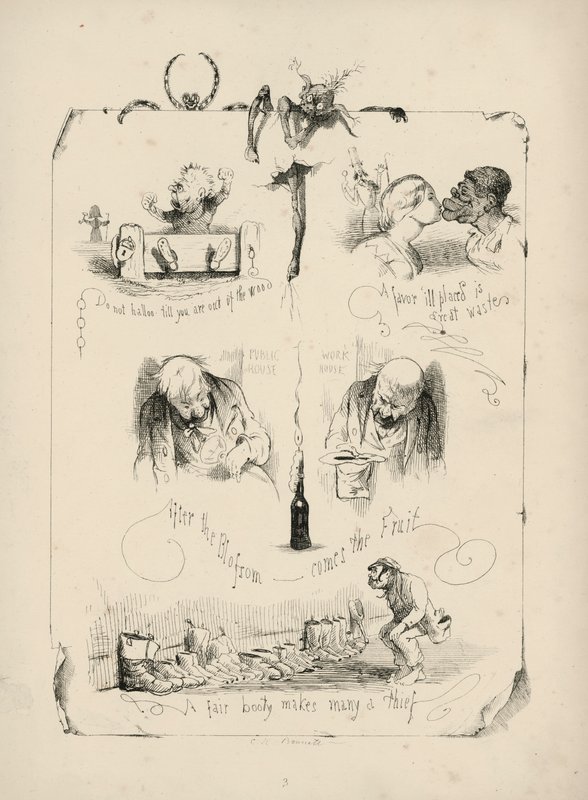 Oldal a Charles H Bennett által írt Példabeszédek képekkel című könyvből alkotó: Charles Henry (after) Bennett