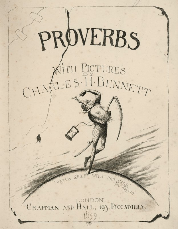 A címlap illusztrációja a Charles H Bennett által készített Példabeszédek képekkel című könyvhöz (metszet) alkotó: Charles Henry (after) Bennett