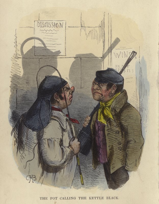 The Pot Calling The Kettle Black (színes gravírozás) alkotó: Charles Henry Bennett