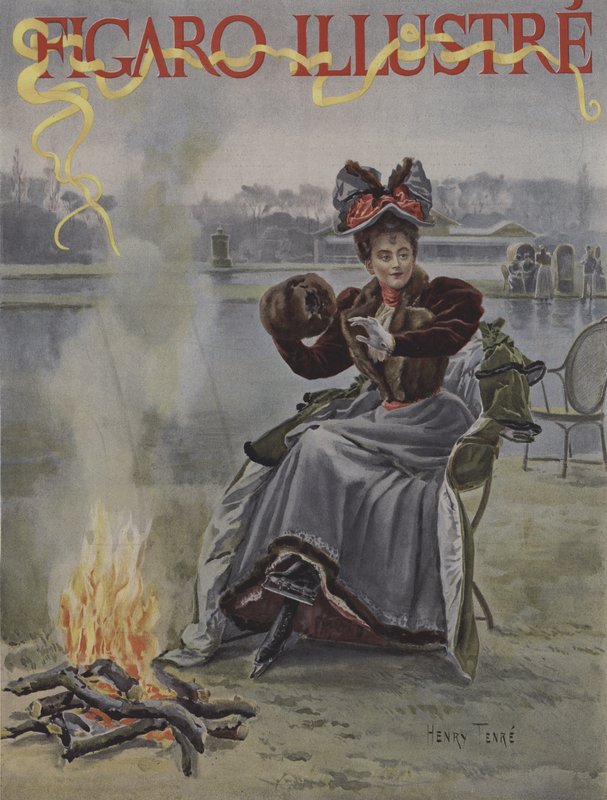 A Korcsolyázók Körében. A Le Figaro Illustre borítója, 1895. január alkotó: Charles Henry Tenre