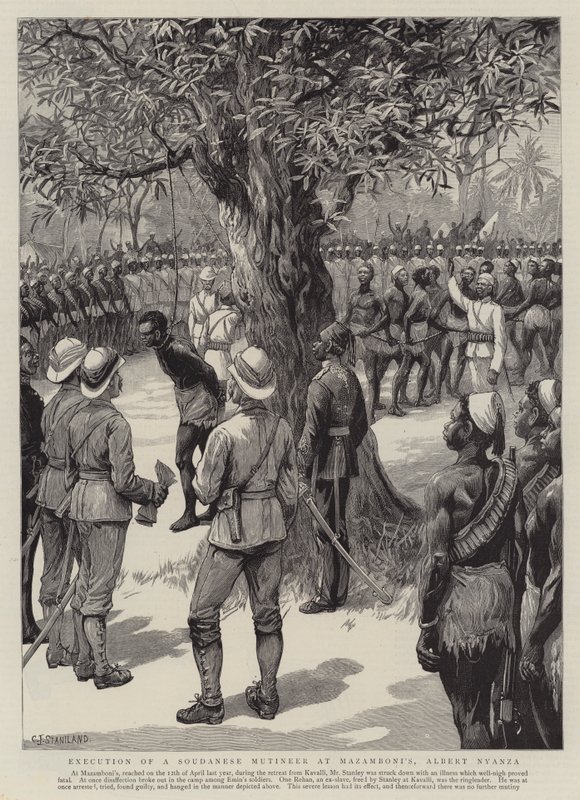Egy szudáni lázadó kivégzése Mazamboninál, Albert Nyanza alkotó: Charles J. Staniland
