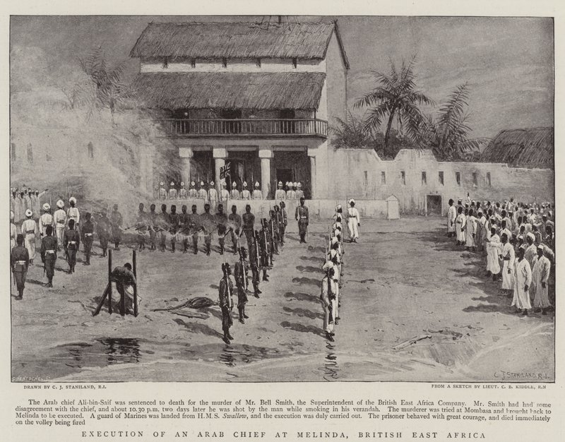Egy arab főnök kivégzése a brit kelet-afrikai Melindában alkotó: Charles J. Staniland
