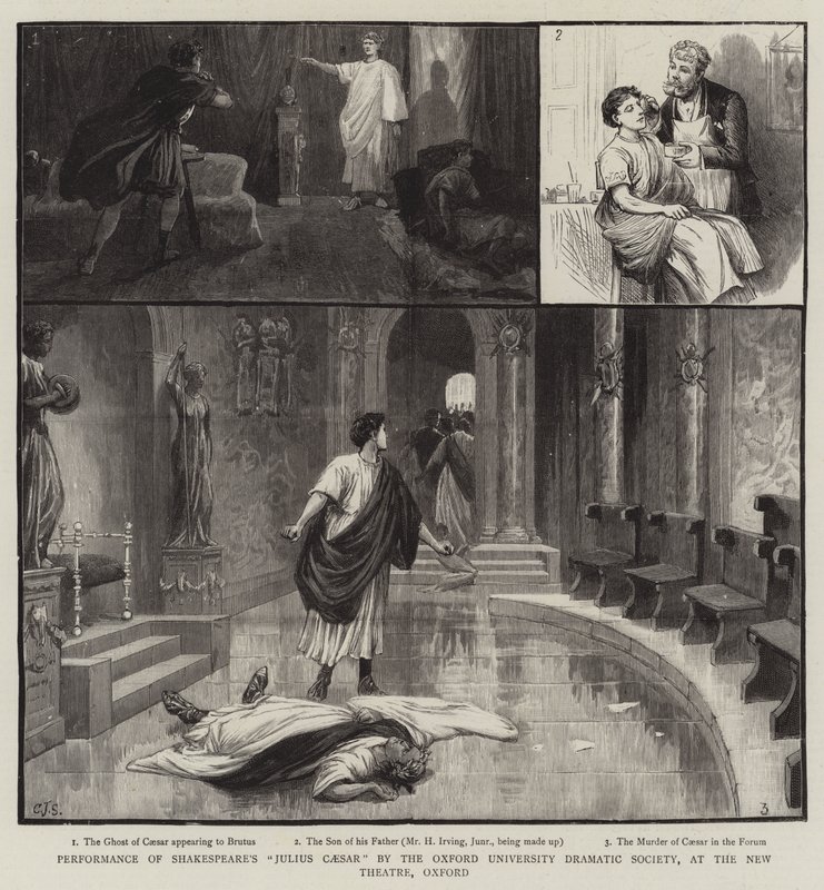 Shakespeare Julius Caesar című művének előadása az Oxfordi Egyetemi Színművészeti Társaság előadásában, az oxfordi New Theatre-ben alkotó: Charles J. Staniland