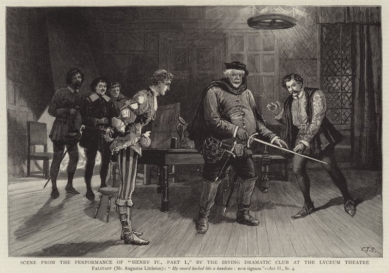 Jelenet IV. Henrik előadásából, I. rész, az Irving Dramatic Club a Lyceum Theatre-ben alkotó: Charles J. Staniland