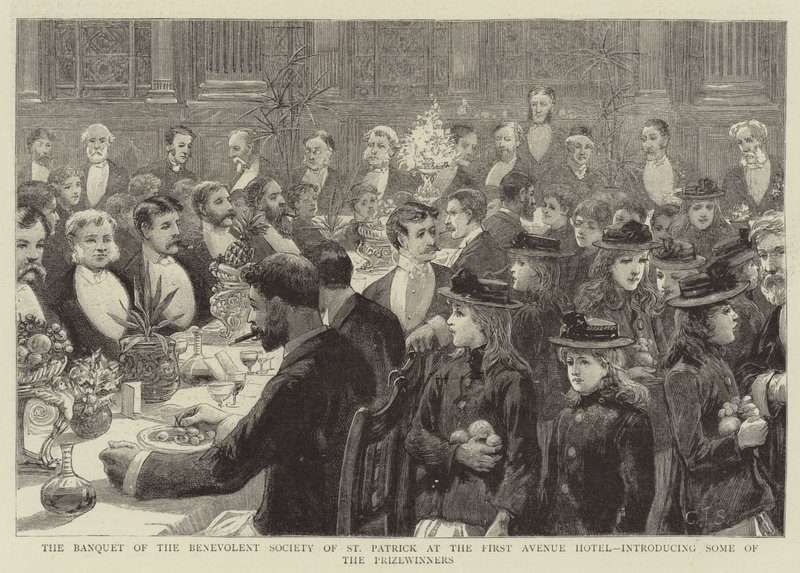 A Szent Patrik Jótékony Társaság bankettje a First Avenue Hotelben, bemutatva néhány díjazottat alkotó: Charles J. Staniland