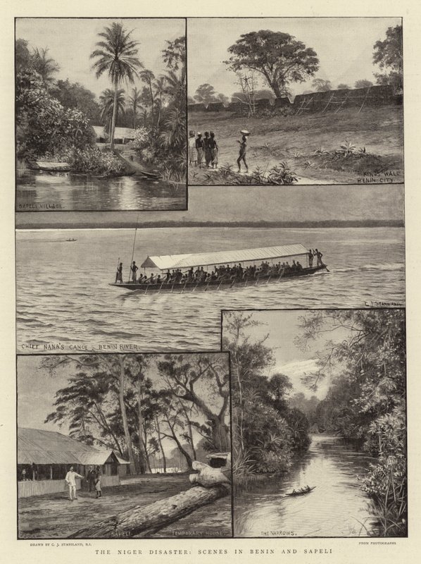 A nigeri katasztrófa, jelenetek Beninben és Sapeliben alkotó: Charles J. Staniland