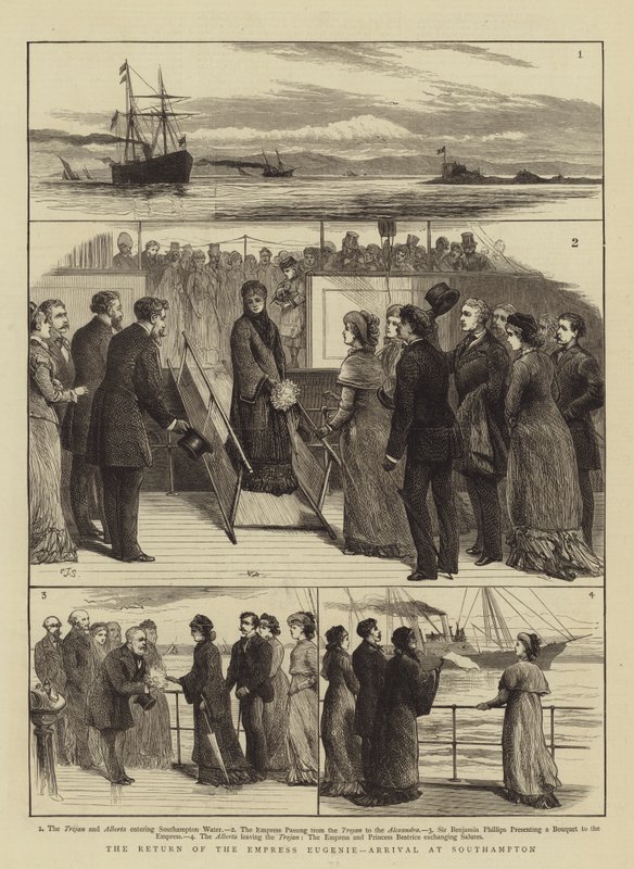 Eugenie császárné visszatérése, érkezés Southamptonba alkotó: Charles J. Staniland