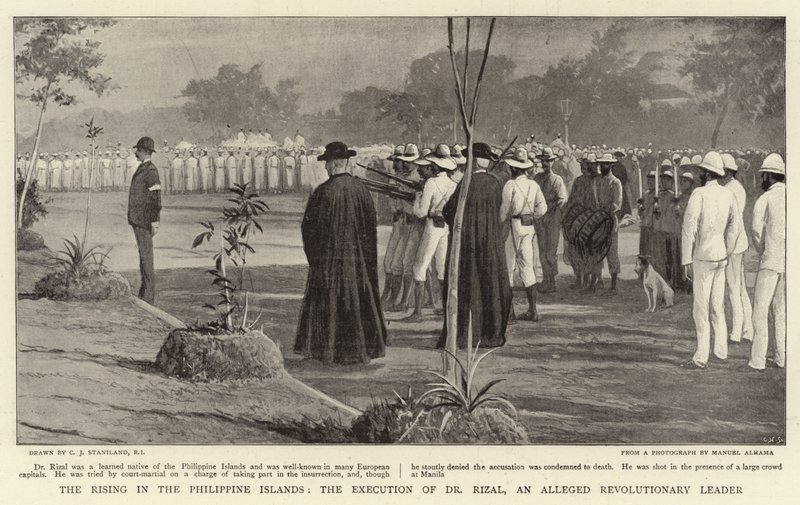 Felkelés a Fülöp-szigeteken, Dr. Rizal, az állítólagos forradalmi vezető kivégzése alkotó: Charles J. Staniland