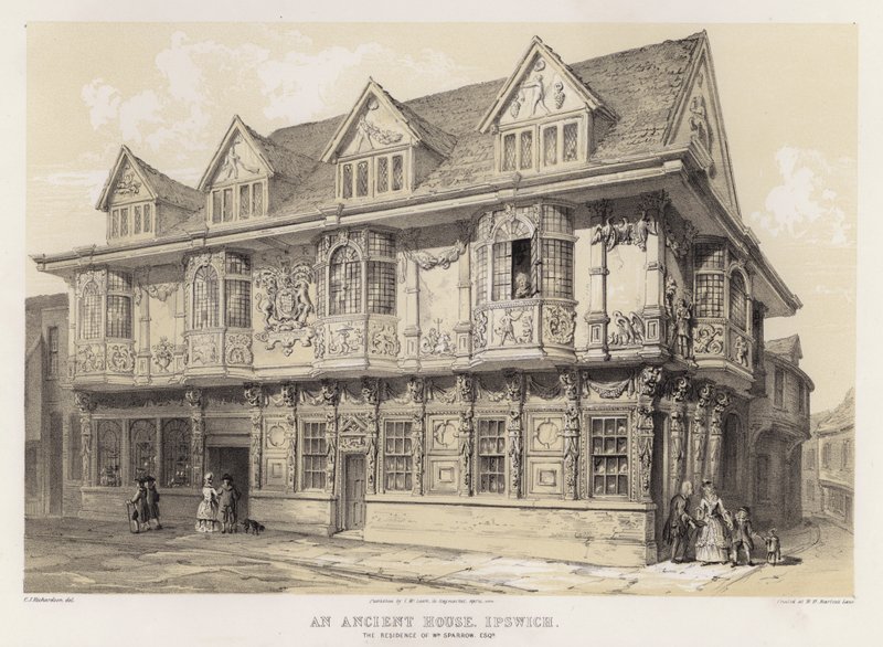 Egy ősi ház, Ipswich, William Sparrow lakhelye (színes litho) alkotó: Charles James Richardson