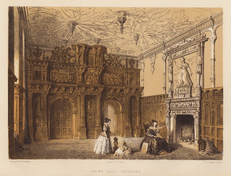 Crewe Hall, Cheshire (akvatinta) alkotó: Charles James Richardson