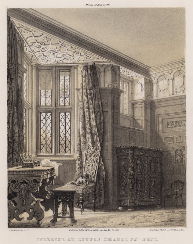 Little Charlton belső terei, Kent (színes litó) alkotó: Charles James Richardson
