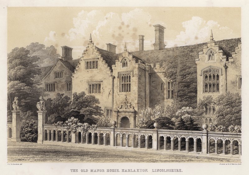 A régi kastély, Harlaxton, Lincolnshire (színes litho) alkotó: Charles James Richardson